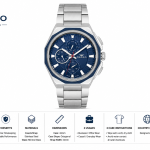 Ferro Men's Stainless Steel Multi-Function Analog Watch - Blue Dial & Silver Strap MS Department Store Oman