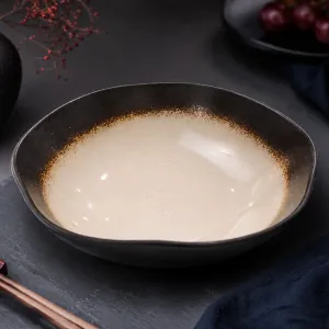 Modern Two-Tone Crackle Glaze Ceramic Bowl MS Department Store Oman