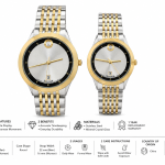 Sveston Two-Tone Couple Watch Set with Stainless Steel Bracelet & Date Display – Assorted MS Department Store Oman