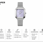 Women'S Watch– Square Lavender Mother Of Pearl Dial Silver Mesh Strap MS Department Store Oman