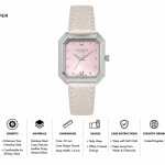 Lee Cooper London Women Square Analog Watch Pink Dial & Beige Leather Strap MS Department Store Oman