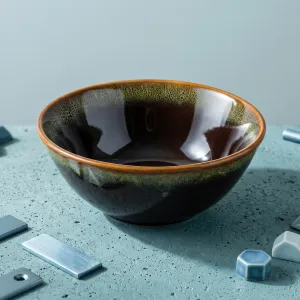 Rustic Reactive Glaze Ceramic Serving Bowl MS Department Store Oman