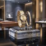 Ceshdun Gold-Tone Women’S Round Wristwatch & Bracelet Set With Champagne Dial & Black Bezel MS Department Store Oman
