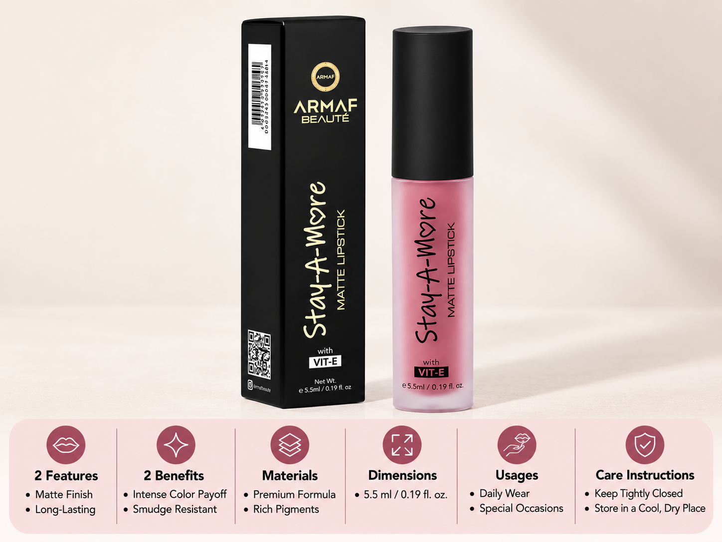 Armaf Beaute Stay A More Matte Liq Lipstick - Periwinkle 01 MS Department Store Oman