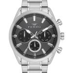 Ferro Men's Multifunction Stainless Steel Analog Watch with Black Dial – Silver Strap MS Department Store Oman