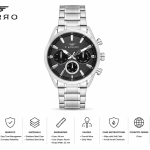 Ferro Men's Multifunction Stainless Steel Analog Watch with Black Dial – Silver Strap MS Department Store Oman
