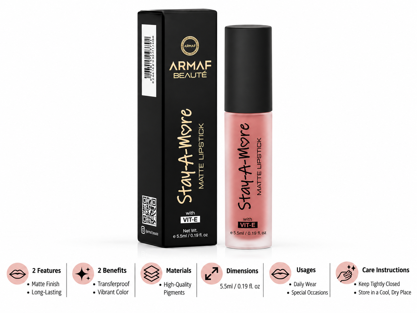 Armaf Beaute Stay A More Lipstick - Almond 09 MS Department Store Oman