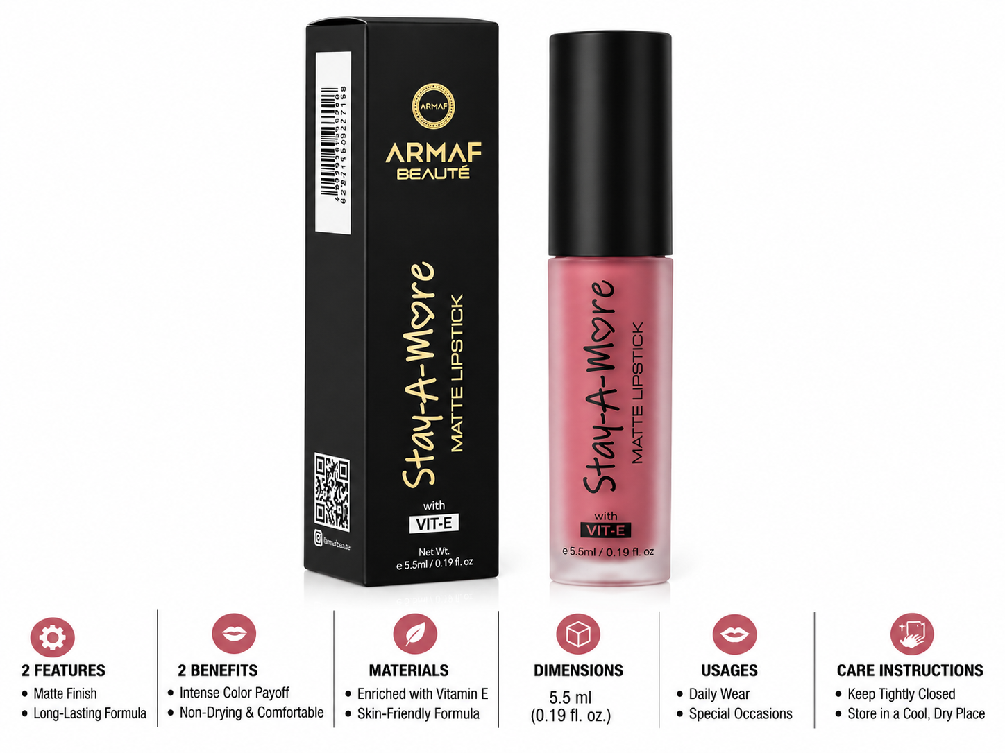 Armaf Beaute Stay A More Lipstick - Merlot 10 MS Department Store Oman