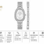 Ceshdun Women’S Silver Tone Teardrop\Egg Quartz Watch Set With Roman Numeral Dial & Crystal Bezel MS Department Store Oman