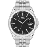 Ferro Women's Classic Stainless Steel Analog Watch with Black Dial & Date Display MS Department Store Oman