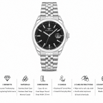 Ferro Women's Classic Stainless Steel Analog Watch with Black Dial & Date Display MS Department Store Oman