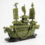 Hand-Carved Decorative Jade Dragon Ship Ornament MS Department Store Oman