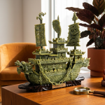 Hand-Carved Decorative Jade Dragon Ship Ornament MS Department Store Oman
