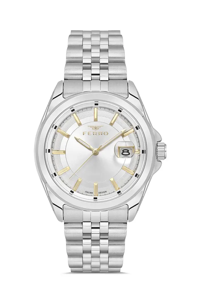 Ferro Women's Classic Analog Stainless Steel Watch with Silver Dial & Date Display MS Department Store Oman