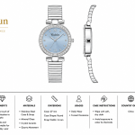 Ceshdun Women’S Silver Tone Quartz Watch With Blue Dial & Crystal Bezel MS Department Store Oman