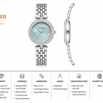 Ceshdun Silver-Tone Women’S Round Wristwatch & Bracelet Set With Blue Dial & Crystal Bezel MS Department Store Oman