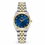 Ferro Men's Two-Tone Stainless Steel Analog Watch with Blue Dial & Gold Bezel MS Department Store Oman