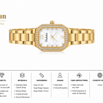Cesdhun Women'S Gold Stainless Steel Analog Watch With Crystal Bezel MS Department Store Oman