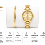 Ceshdun Elegant Gold Dial Watch & Crystal Bracelet MS Department Store Oman