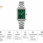 Ceshdun Elegant Green Dial Square Watch With Bracelete MS Department Store Oman