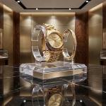 Ceshdun Elegant Gold Dial Watch & Crystal Bracelet MS Department Store Oman