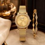 Ceshdun Women’S Gold Tone Quartz Watch Set With Crystal Bezel & Matching Bracelet MS Department Store Oman
