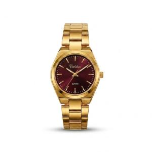 Ceshdun Women’S Gold Quartz Watch Set With Burgundy Dial & Matching Bracelet MS Department Store Oman