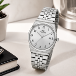 Ferro Classic Silver Stainless Steel Analog Watch with Date Display MS Department Store Oman