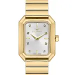Ferro Women's Gold-Tone Rectangular Analog Watch with Silver Dial & Crystal Hour Markers MS Department Store Oman