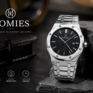 Homies Silver Black Dial Date Watch MS Department Store Oman