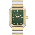 Ferro Women's Two-Tone Rectangular Analog Watch with Green Dial & Crystal Hour Markers MS Department Store Oman