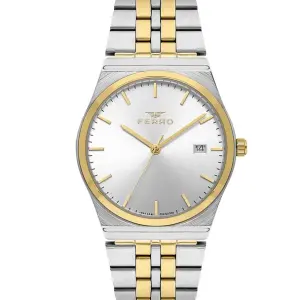 Ferro Two-Tone Analog Watch for Men with Date Window – Silver & Gold Stainless Steel MS Department Store Oman