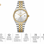 Ferro Two-Tone Analog Watch for Men with Date Window – Silver & Gold Stainless Steel MS Department Store Oman