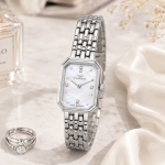 Ferro Women's Silver Stainless Steel Analog Watch with Mother-of-Pearl Dial & Crystal Hour Markers MS Department Store Oman