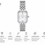 Ferro Women's Silver Stainless Steel Analog Watch with Mother-of-Pearl Dial & Crystal Hour Markers MS Department Store Oman