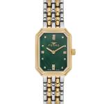 Ferro Women's Rectangular Green Dial Two-Tone Stainless Steel Analog Watch MS Department Store Oman