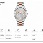Men'S Multi-Function Quartz Watch -Two-Tone Silver & Rose Gold Stainless Steel Bracelet, Silver Dial, Octagonal Bezel MS Department Store Oman