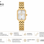 Ferro Gold-Tone Rectangular Women’s Watch with Mother of Pearl Dial & Crystal Markers MS Department Store Oman