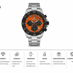 Daniel Klein Exclusive Men'S Stainless Steel Chronograph Analog Watch With Orange Dial & Tachymeter Bezel MS Department Store Oman
