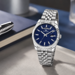 Ferro Women's Stainless Steel Analog Watch with Blue Dial, Day & Date Display MS Department Store Oman