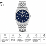 Ferro Women's Stainless Steel Analog Watch with Blue Dial, Day & Date Display MS Department Store Oman