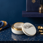 Gold-Rimmed Calligraphy Decorative Porcelain Trinket Box MS Department Store Oman