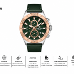 Daniel Klein Exclusive Men'S Green Chronograph Analog Leather Strap Watch – Rose Gold Bezel, Date Display, Premium Fashion Wristwatch MS Department Store Oman