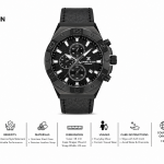 Daniel Klein Exclusive Men'S Black Chronograph Analog Watch With Black Leather Strap MS Department Store Oman