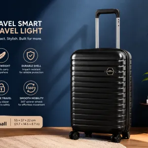 Enes-Vanille Luggage Black Small MS Department Store Oman