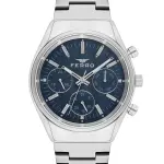 Ferro Men's Stainless Steel Multi-Function Analog Watch – Blue Dial, Silver Strap MS Department Store Oman