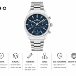 Ferro Men's Stainless Steel Multi-Function Analog Watch – Blue Dial, Silver Strap MS Department Store Oman