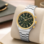 Ferro Men's Two-Tone Stainless Steel Multi-Function Watch – Green Dial & Gold Bezel MS Department Store Oman