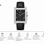 Daniel Klein Exclusive Men'S Square Chronograph Analog Watch – Black Dial, Silver Stainless Steel Case & Black Leather Strap MS Department Store Oman