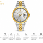 Ferro Women's Two-Tone Stainless Steel Analog Watch with Date Display – Silver Dial MS Department Store Oman